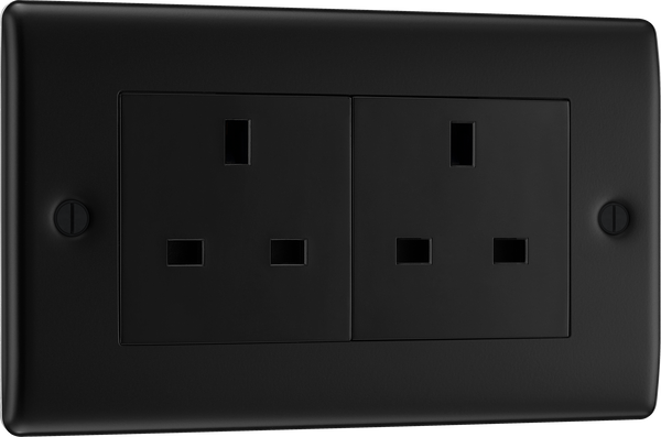 BG NFB24B Nexus Metal Matt Black 2G 13A Unswitched Socket Black Insert