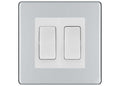 BG Polished Chrome 2 Gang Intermediate Light Switch Custom Grid – White Insert