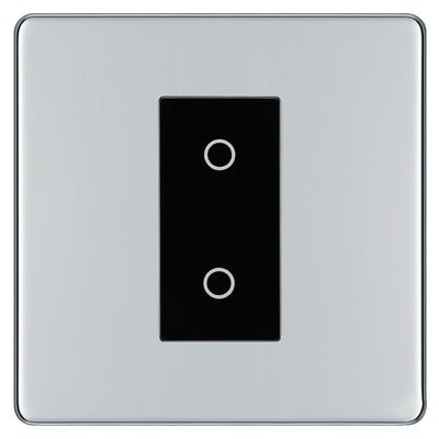 BG Nexus Screwless Polished Chrome Single Secondary (Slave) Touch Dimmer Switch - Black Insert by British General (BG-EMTDSB+FPCEMS1)