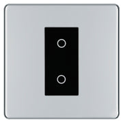 BG Nexus Screwless Polished Chrome Single Secondary (Slave) Touch Dimmer Switch - Black Insert by British General (BG-EMTDSB+FPCEMS1)