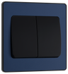 BG PCDDB42WB Matt Blue Evolve 2 Gang 20A 16AX 2 Way Wide Rocker Light Switch - Black Insert by British General (BG-PCDDB42WB-Shopify-SA_1)