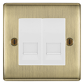 BG Nexus Antique Brass Double Secondary Telephone Socket, Screw Terminal - White Insert