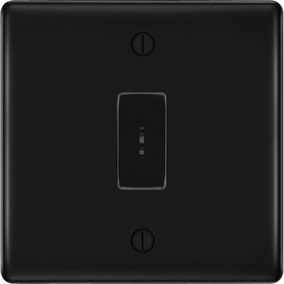 BG Nexus Metal Matt Black 2 Way Single Pole Secret Key Switch NFB12KY by British General (BG-NEXUS-MB-1GANG-2WAY-SP-SECRET-KEY)