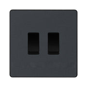 BG Evolve Matt Grey 2 Gang Light Switch 1x Intermediate 1x 2 Way Custom Grid Switch by British General (BG-Evolve-MG-2G-CUSTOM-1xINT-1x2WAY-SP)