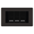 BG Screwless Black Nickel 3 Gang Master Telephone Socket, Screw Terminal - Black Insert