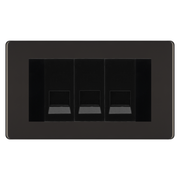 BG Screwless Black Nickel 3 Gang Master Telephone Socket, Screw Terminal - Black Insert by British General (BG-FBNBTMS3B)