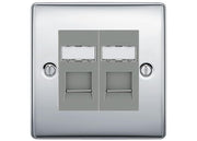 BG Nexus Metal Polished Chrome 2 Gang RJ45 Data Socket NPCRJ452G Grey Inserts by British General (BG-NPCRJ452G)