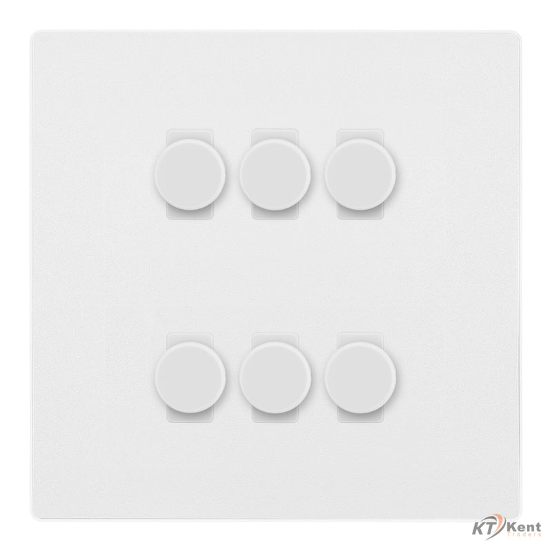 BG Evolve Pearlescent White 6 Gang Trailing Edge LED Dimmer Light Switch 2 Way Custom Switch
