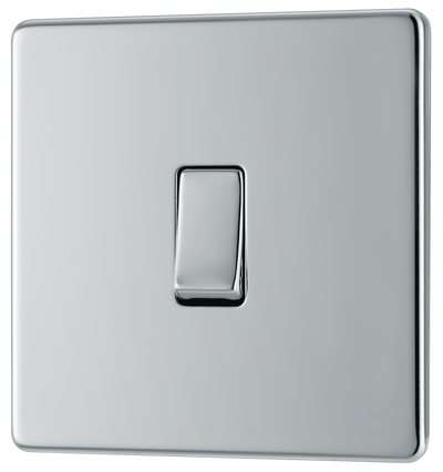 BG Electrical FPC13 Nexus Screwless Flat-Plate Single Intermediate Light Switch Polished Chrome 10A