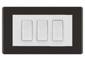 BG Black Nickel Screwless 3 Gang Intermediate Light Switch Custom Grid - White Insert