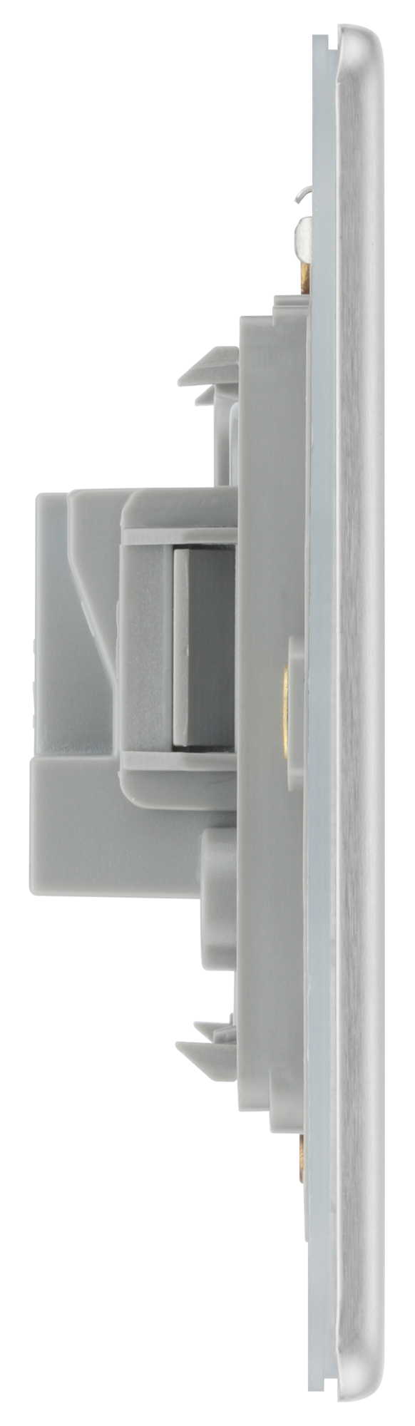 FBS28G Side - This 2A round pin socket from British General can be used to connect low power appliances and can be used to connect lamps to a lighting circuit.