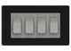 BG Electrical Screwless Matt Black 4-Gang Light Switch 3x 2-Way + 1x Intermediate – Grey Inserts
