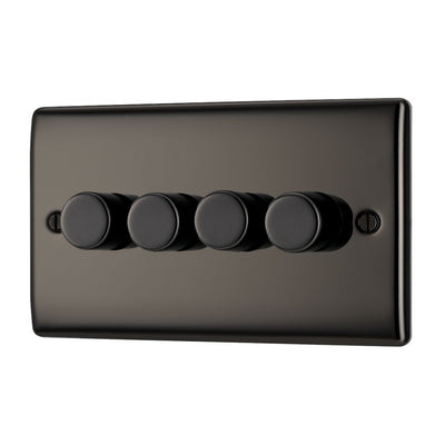 BG Nexus Black Nickel 200W 2 Way Trailing Edge Quadruple Dimmer Switch NBN84 and 25mm Steel Back Box
