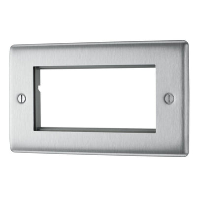 BG Brushed Steel 4G Euro Plate with 45W USB A+C Charger Modules - White Insert