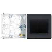 BG Evolve Matt Grey 20A 16AX Double Wide Rocker Light Switch PCDMG42WB with 25mm Steel Back Box