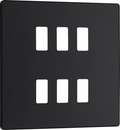 BG RPCDMB6B Evolve Grid Matt Black 6 Module Square Front Plate - Black Trim