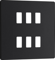 BG RPCDMB6B Evolve Grid Matt Black 6 Module Square Front Plate - Black Trim by British General (BG-RPCDMB6B-Shopify-SA_1)