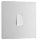BG PCDBS13W Brushed Steel Evolve 1 Gang 20A 16AX Intermediate Light Switch - White Insert