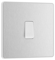 BG PCDBS13W Brushed Steel Evolve 1 Gang 20A 16AX Intermediate Light Switch - White Insert by British General (BG-PCDBS13W-Shopify-SA_1)