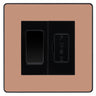 BG Evolve Polished Copper 20A Intermediate Switch & 13A Fused Spur Plate | Black Insert by British General