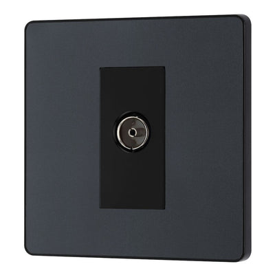 BG Evolve Matt Grey Co-Axial Socket Outlet PCDMG60B with 35mm Steel Back Box