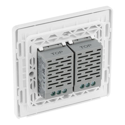BG Evolve Pearlescent White Double Secondary Touch Dimmer Switch PCDCLTDS2W with 35mm Steel Back Box