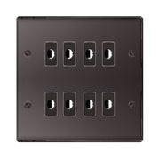 BG Nexus Metal Black Nickel 8 Gang Flex Outlet Socket by British General (BG-NEXUS-BN-8G-FLEX-OUTLET-SOCKET)