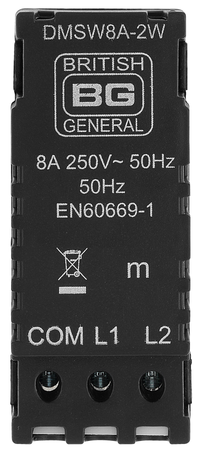 BG Electrical DMSW8A-2W Moulded 2 Way 8A Replacement Push On-Off Switch Dummy Dimmer Module