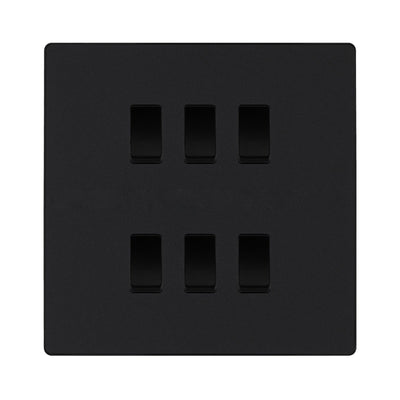BG Evolve Matt Black 5 Gang Custom Grid Light Switch