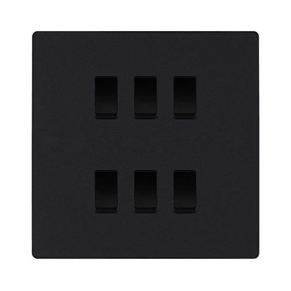 BG Evolve Matt Black 5 Gang Custom Grid Light Switch