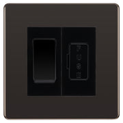 BG Flatplate Screwless Black Nickel 20A Intermediate Switch & 13A Fused Spur Plate | Black Insert