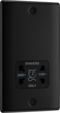 BG NFB20B Nexus Metal Matt Black 115-240V Dual Voltage Shaver Socket