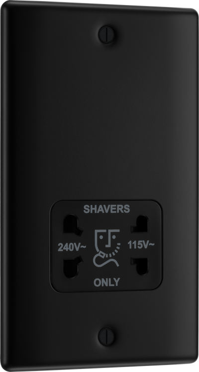 BG NFB20B Nexus Metal Matt Black 115-240V Dual Voltage Shaver Socket by British General (BG-NFB20B-Shopify-SA_1)