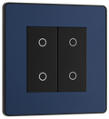 BG PCDDBTDS2B Matt Blue Evolve 2 Gang 200W Trailing Edge Secondary Touch Dimmer - Black Insert