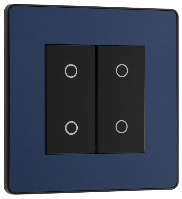 PCDDBTDS2B Front - This Evolve Matt Blue double secondary trailing edge touch dimmer allows you to control your light levels and set the mood. 