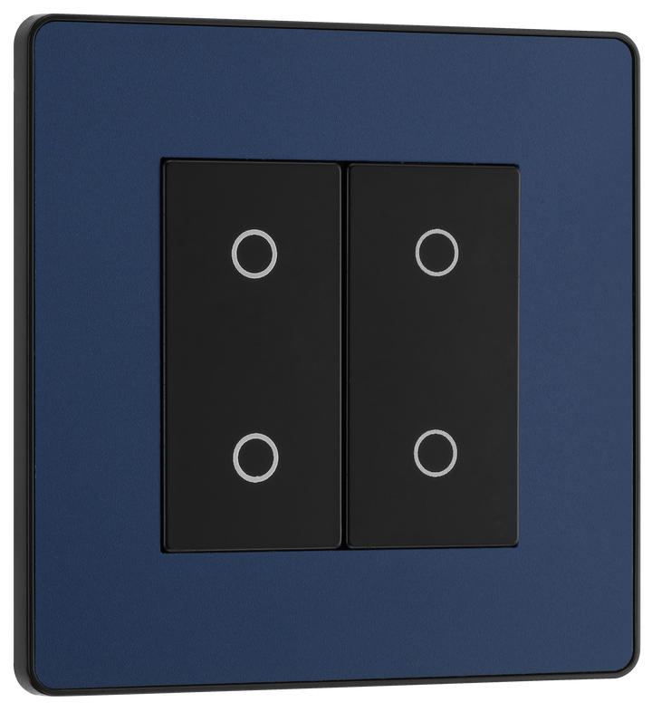 PCDDBTDS2B Front - This Evolve Matt Blue double secondary trailing edge touch dimmer allows you to control your light levels and set the mood. 