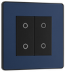 BG PCDDBTDS2B Matt Blue Evolve 2 Gang 200W Trailing Edge Secondary Touch Dimmer - Black Insert by British General (BG-PCDDBTDS2B-Shopify-SA_1)
