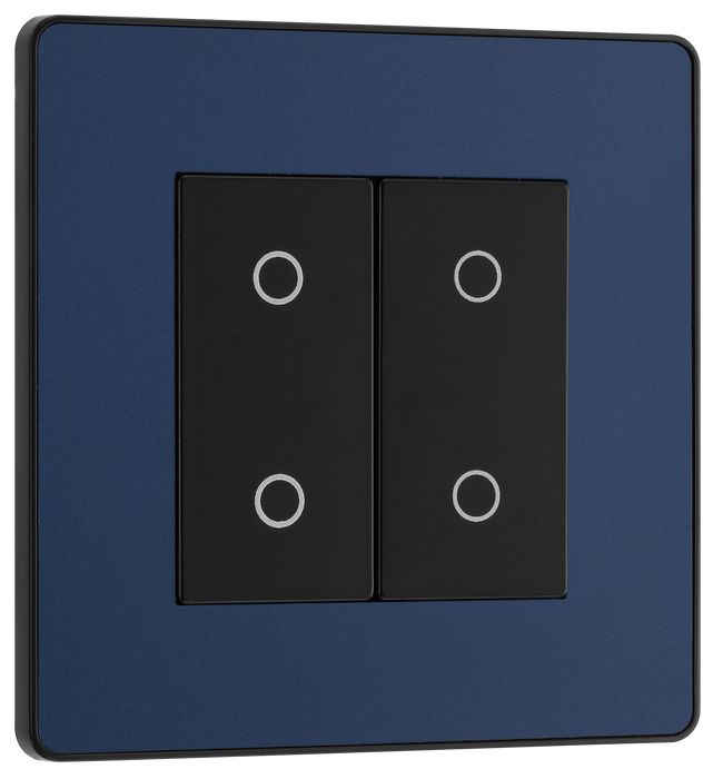 PCDDBTDS2B Front - This Evolve Matt Blue double secondary trailing edge touch dimmer allows you to control your light levels and set the mood. 