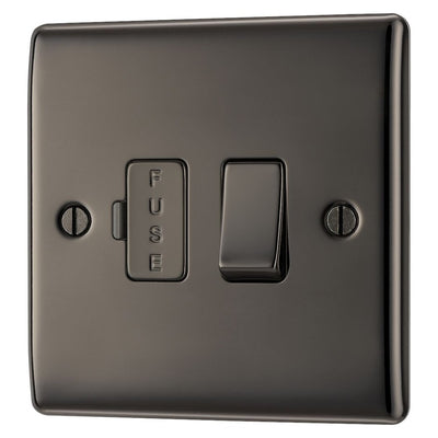 BG Nexus Metal Black Nickel 13A Switched Fused Connection Unit NBN50 with 35mm Steel Back Box