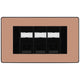 BG Evolve Polished Copper 3 Gang RJ45 Cat5e Data Socket Black Inserts
