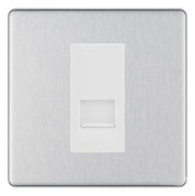 BG Screwless Brushed Steel Single RJ11 Telephone Socket FBSRJ111 - White Insert by British General (BG-FBSRJ111W)