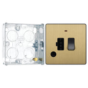 BG Evolve Satin Brass 13A Flex Outlet Neon Switched Fused Connection Unit PCDSB52B with 25mm Steel Back Box