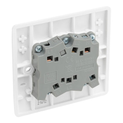 BG Nexus 1 Gang 10AX 3 Pole Fan Isolator White Switch & 50mm Pattress Back Box