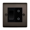 BG Black Nickel 2 Gang Custom Switch 1x 2 Way Switch 1x Master Touch Dimmer Black Inserts