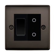 BG Black Nickel 2 Gang Custom Switch 1x 2 Way Switch 1x Master Touch Dimmer Black Inserts by British General (BG-NEXUS-BN-2G-1x-2WAY-SWITCH-1x-MTD-BI)
