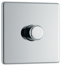 BG Electrical FPC81 Nexus Flatplate Screwless Polished Chrome 1 Gang 200W 2 Way Trailing-Edge Push Dimmer Switch