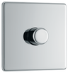 BG Electrical FPC81 Nexus Flatplate Screwless Polished Chrome 1 Gang 200W 2 Way Trailing-Edge Push Dimmer Switch by British General (BG-FPC81-Shopify-SA_1)