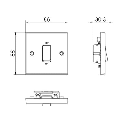 BG 975 Moulded Square Edge | White | 1 Gang 45A 2 Pole Cooker Switch by British General (BG-975)