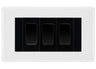 BG White Moulded 3G Switch 1x Intermediate 2x 2 Way Switch - Black Insert by British General (BG-Nexus-WM-3G-Combo-2x 2WAY-1x INT-BL)