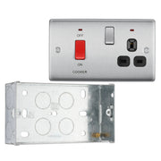BG Nexus Brushed Steel 45A Switched Socket and Cooker Control Unit NBS70B with 35mm Steel Back Box